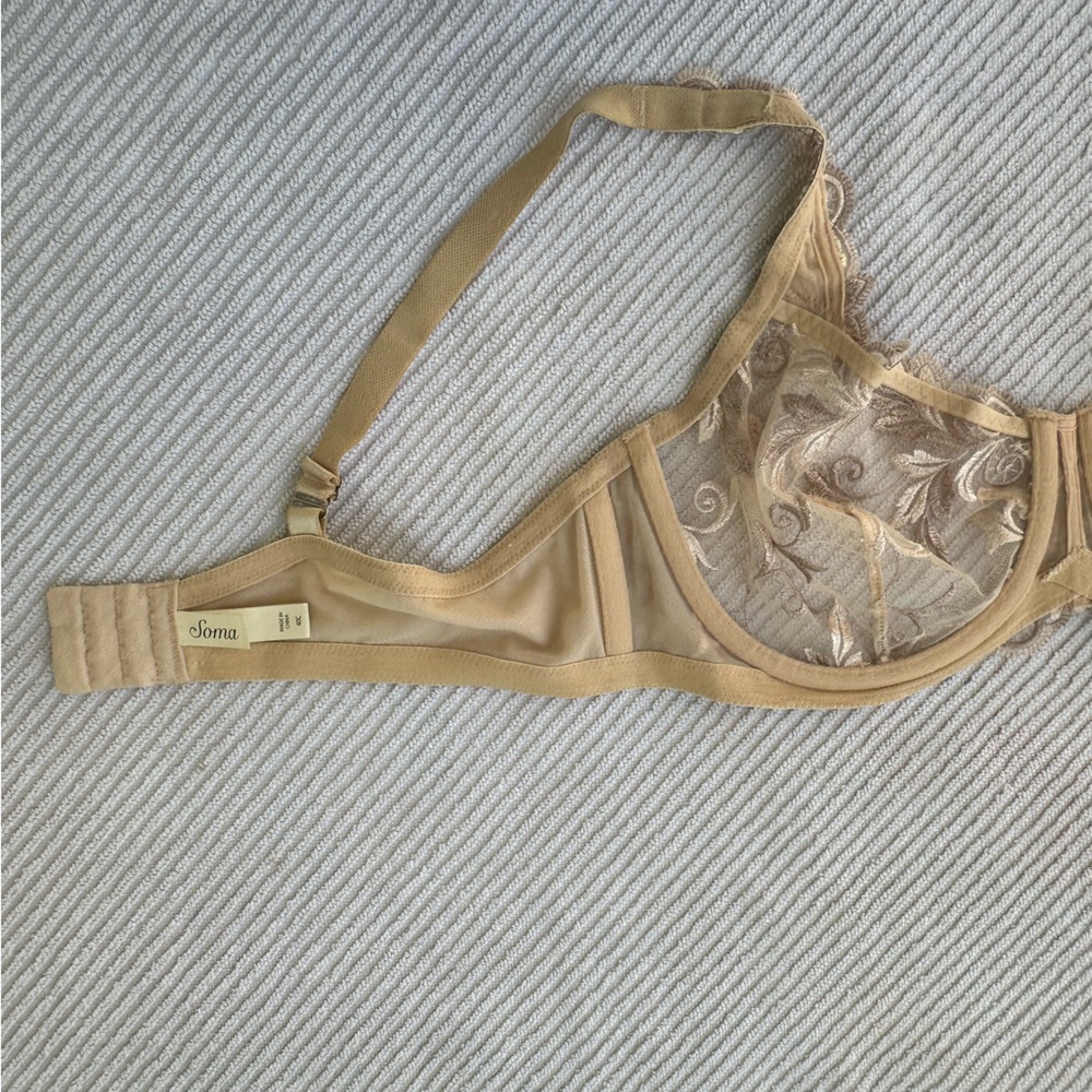 Soma Bra Beige Sheer Lace Underwire Embroidered 40C - Picture 12 of 14
